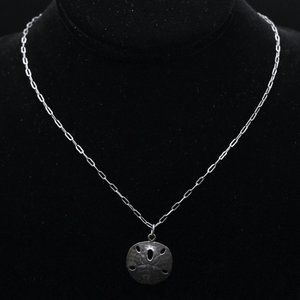 James Avery - Vintage 14K White Gold Sand Dollar Pendant on Sterling Silver Chai